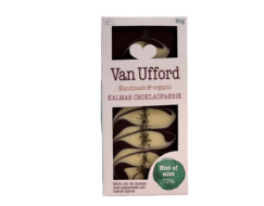 En bild som visar Van Ufford chokladkaka Hint of Mint - mörk choklad med pepparmint och mynta från Kalmar Chokladfabrik