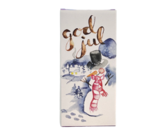 En bild som visar Presentomslag God Jul med illustration av snögubbe
