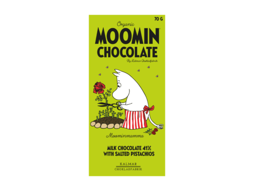 Moominmamma - Organic Moomin Chocolate by Kalmar Chokladfabrik mjölkchoklad med pistage och salt