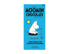 Moomintroll - Organic Moomin Chocolate by Kalmar Chokladfabrik mörk choklad med lingon och blåbär