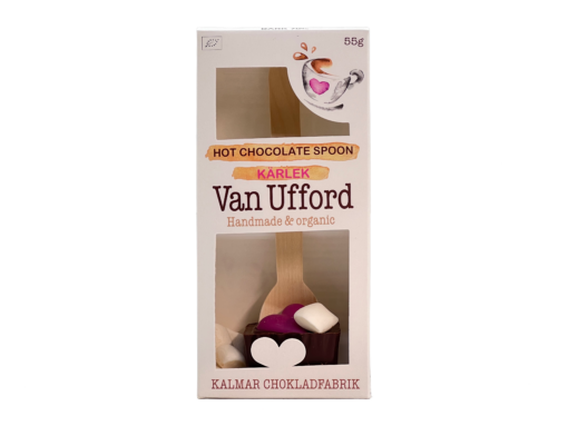 En bild som visar Van Ufford Hot Chocolate Spoon Kärlek Mörk Choklad från Kalmar Chokladfabrik