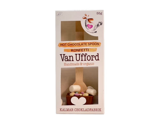En bild som visar Van Ufford Hot Chocolate Spoon Konfetti från Kalmar Chokladfabrik