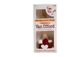 En bild som visar Van Ufford Hot Chocolate Spoon Kärlek Mjölkchoklad från Kalmar Chokladfabrik