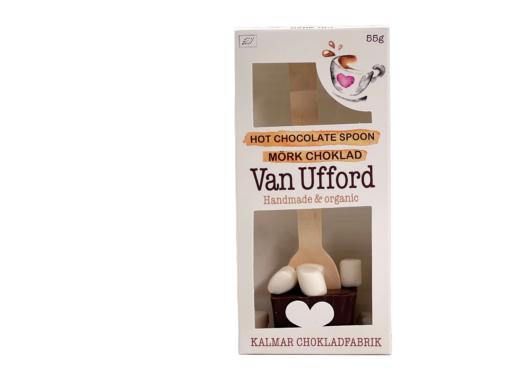 En bild som visar Van Ufford Hot Chocolate Spoon Mörk Choklad från Kalmar Chokladfabrik